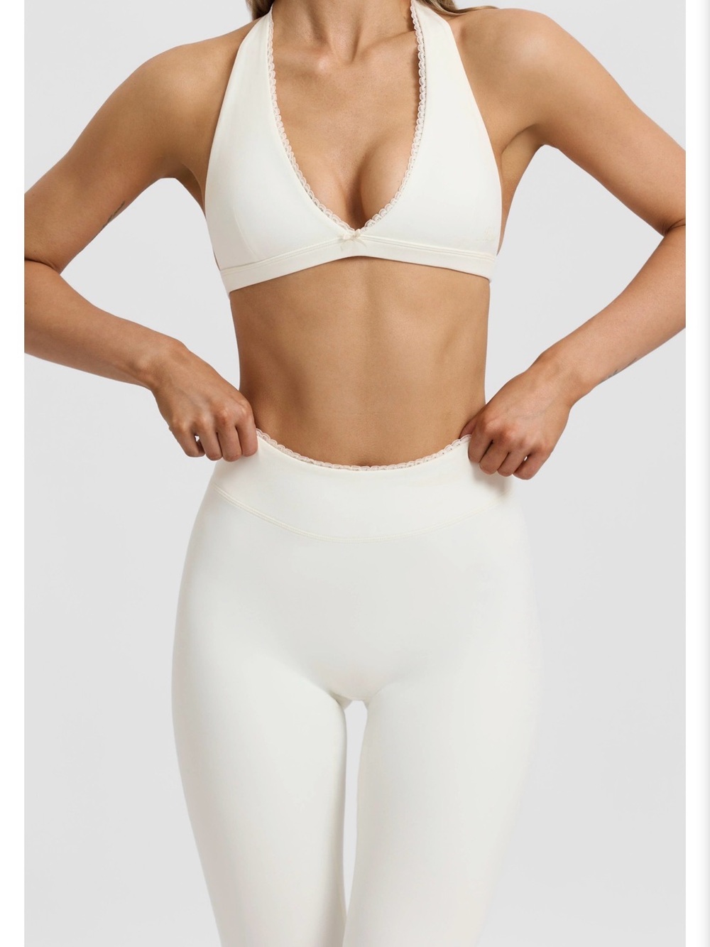 White Halter Bralette & High-Waist Legging Set - Picture 3 of 7